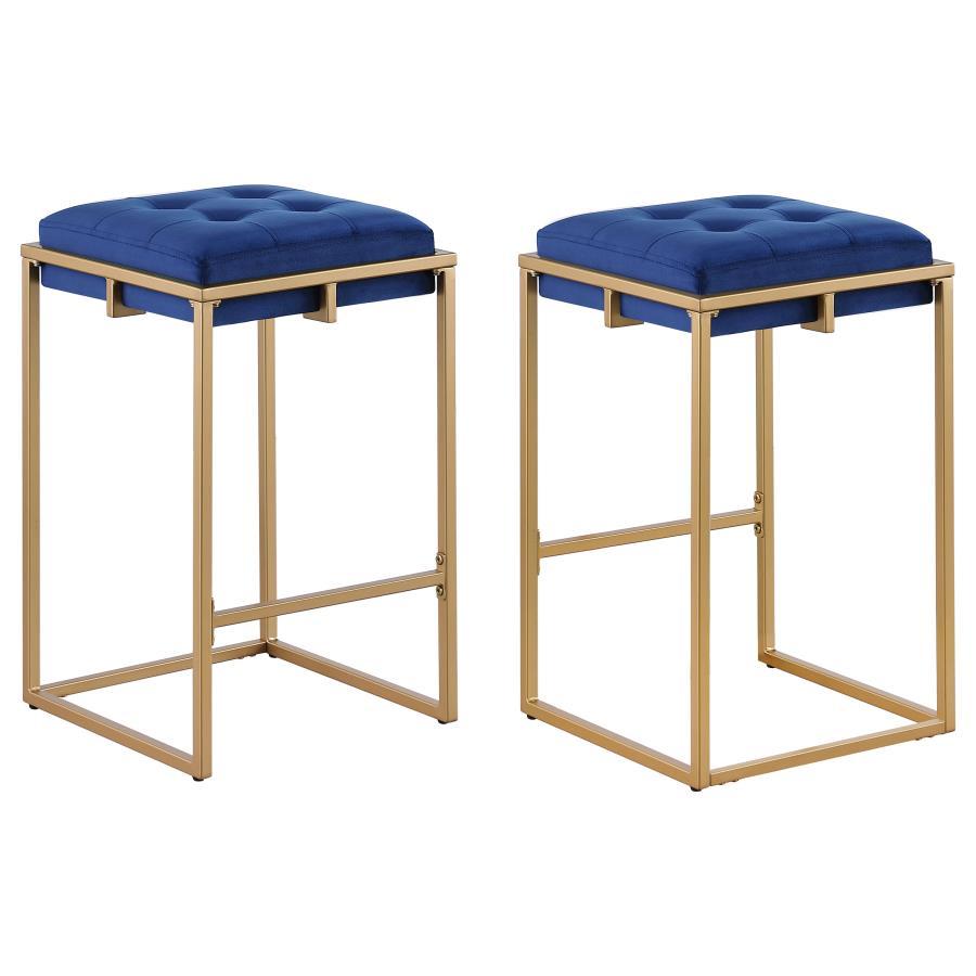 Nadia - Upholstered Backless Counter Stool (Set of 2) - Blue