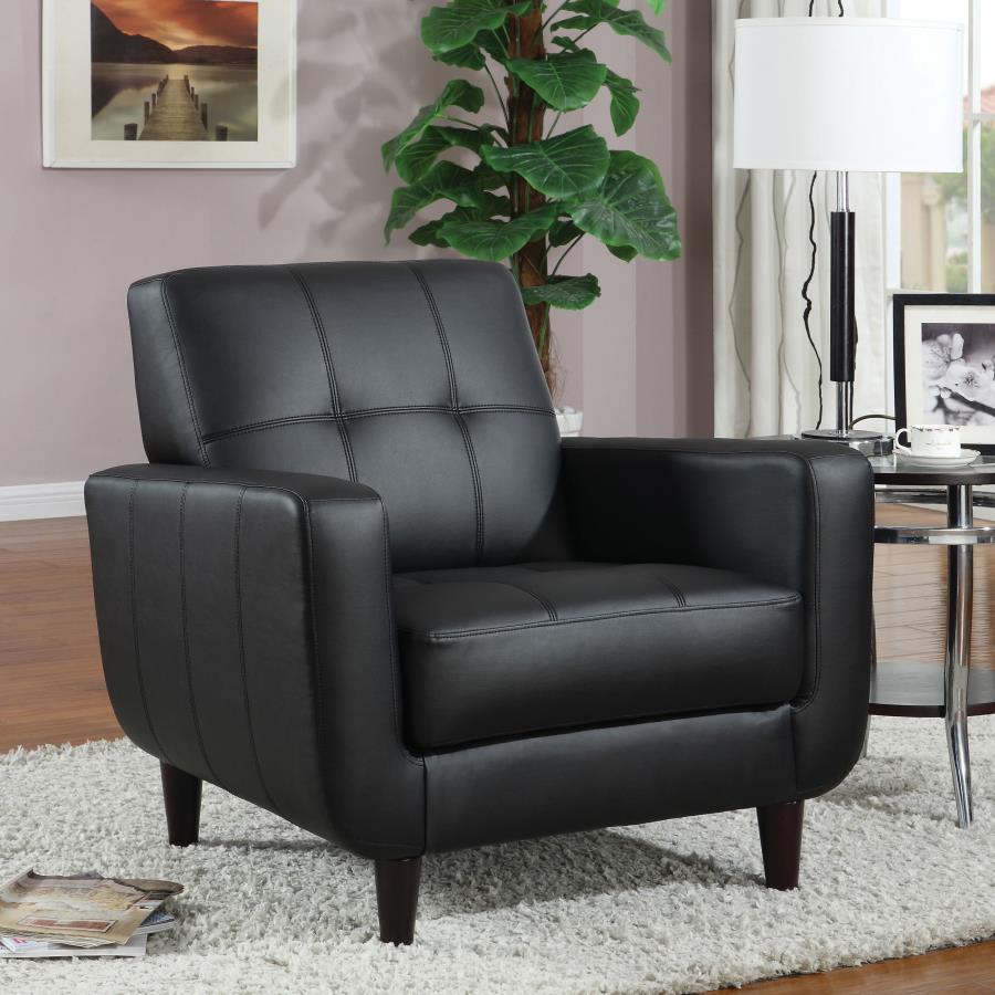 Aaron - Upholstered Track Arm Tufted Accent Chair - Black