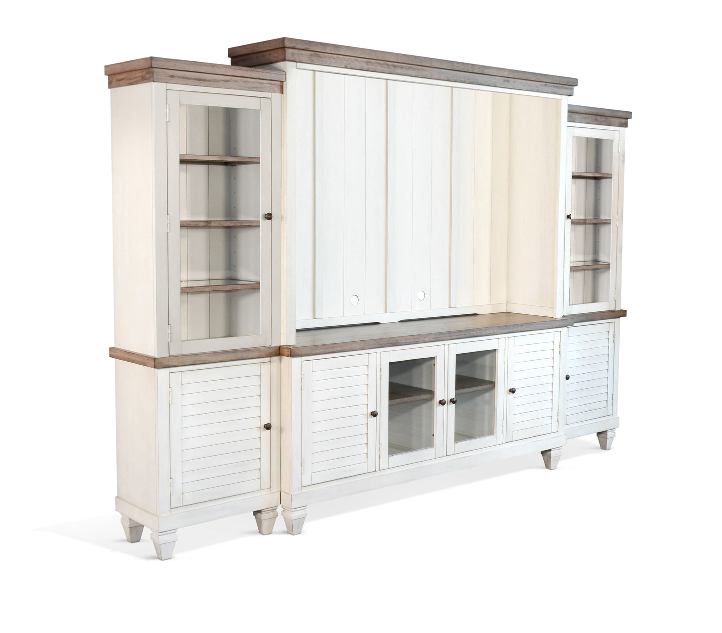 Pasadena - Media Hutch - Marble White and Buckskin