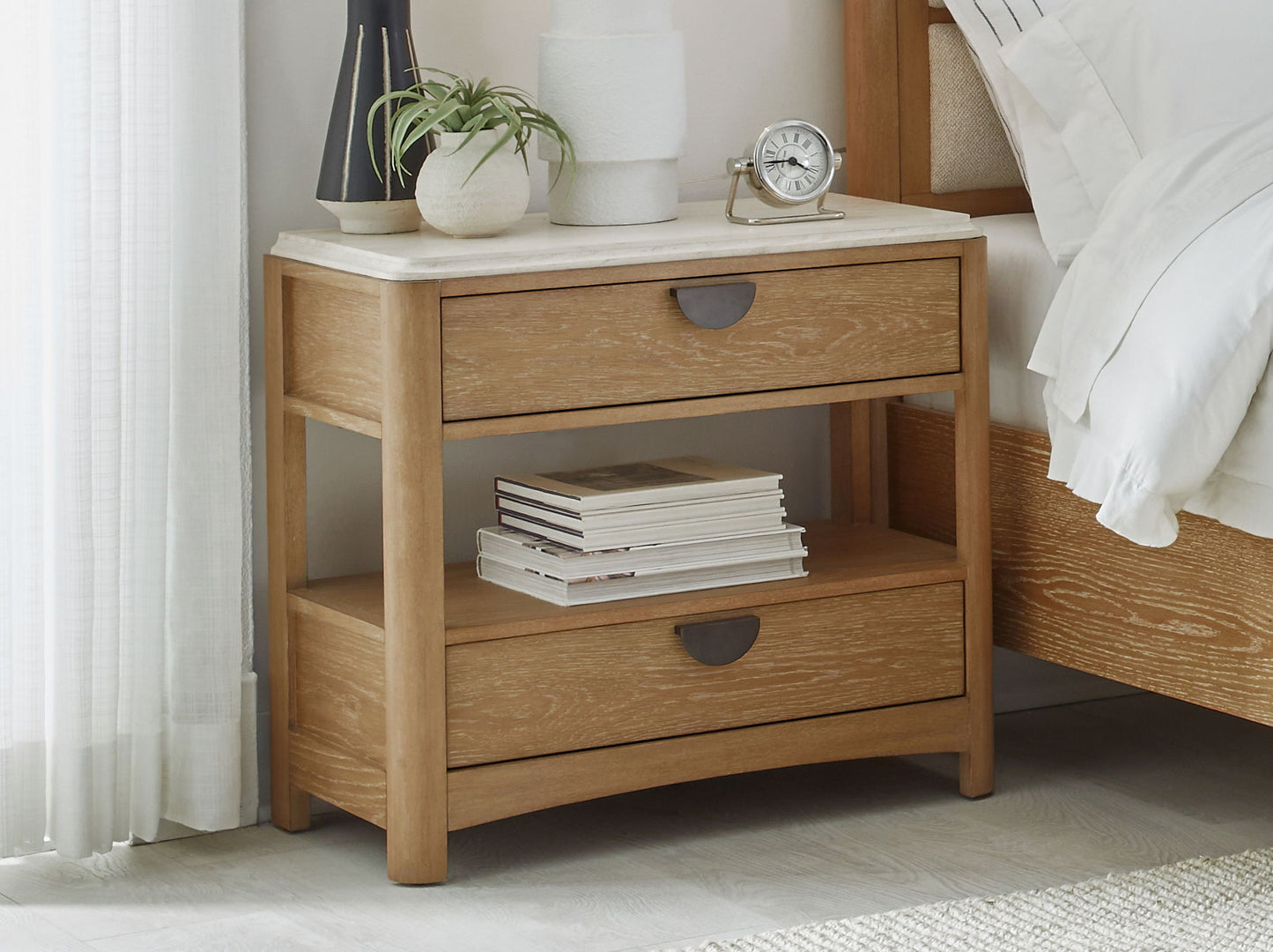 Escape - Bedroom 2 Drawer Nightstand - Glazed Natural Oak