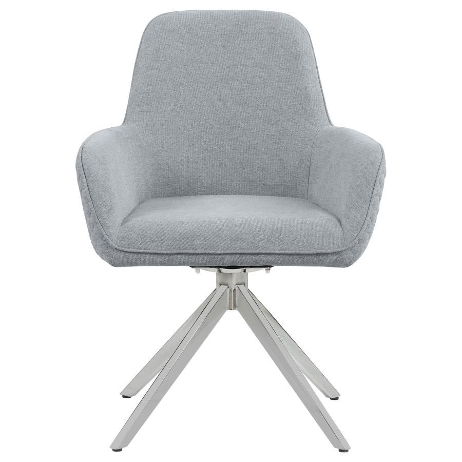 Abby - Fabric Upholstered Swivel Dining Arm Chair - Light Gray