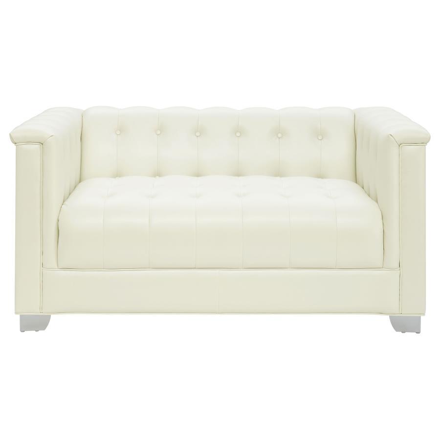 Chaviano - Upholstered Track Arm Loveseat - Pearl White