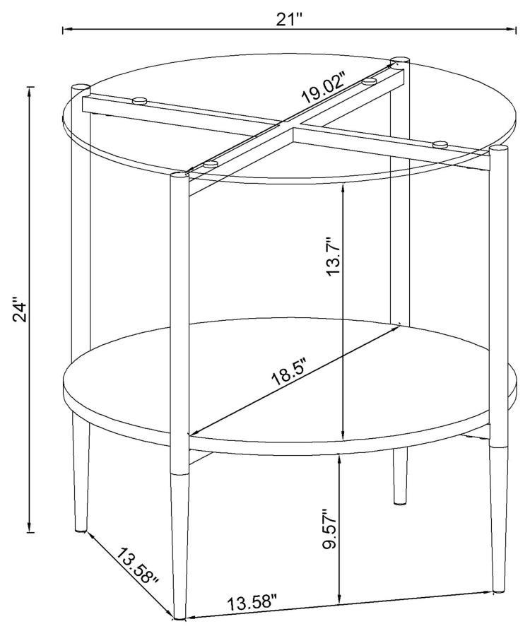 Cadee - Round Glass Top End Table - White And Chrome