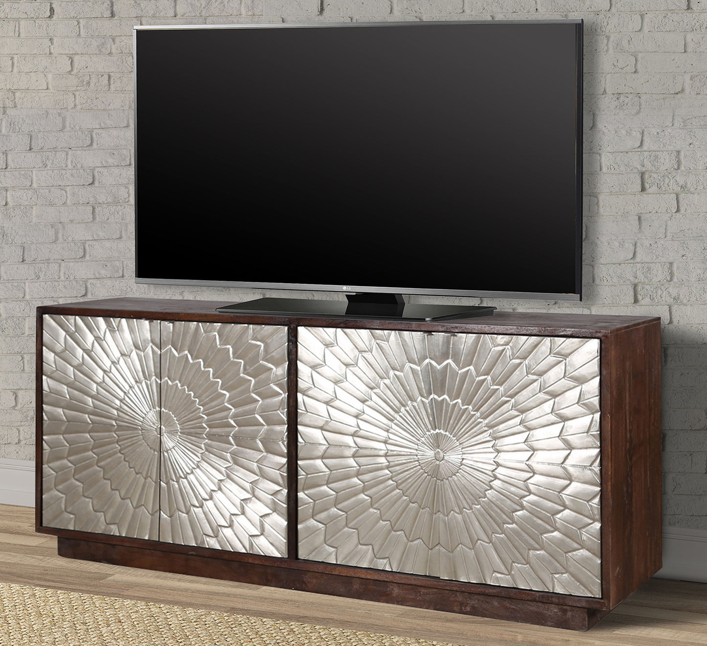 Crossings Palace - TV Console - Sliver Clad