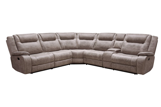 Blake - 6 Piece Modular Reclining Sectional And Entertainment Console - Desert Taupe