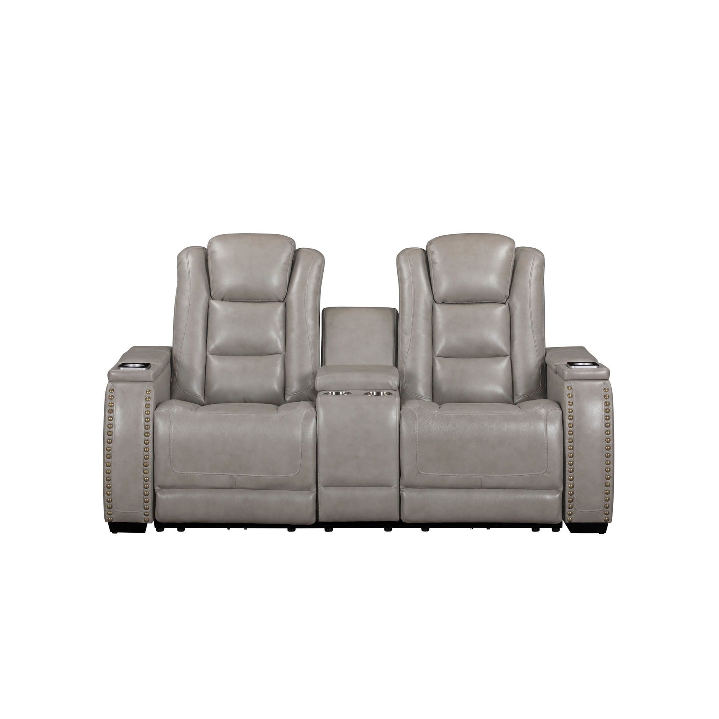 Breckenridge II - Console Loveseat With Power Headrest & Footrest - Light - Gray