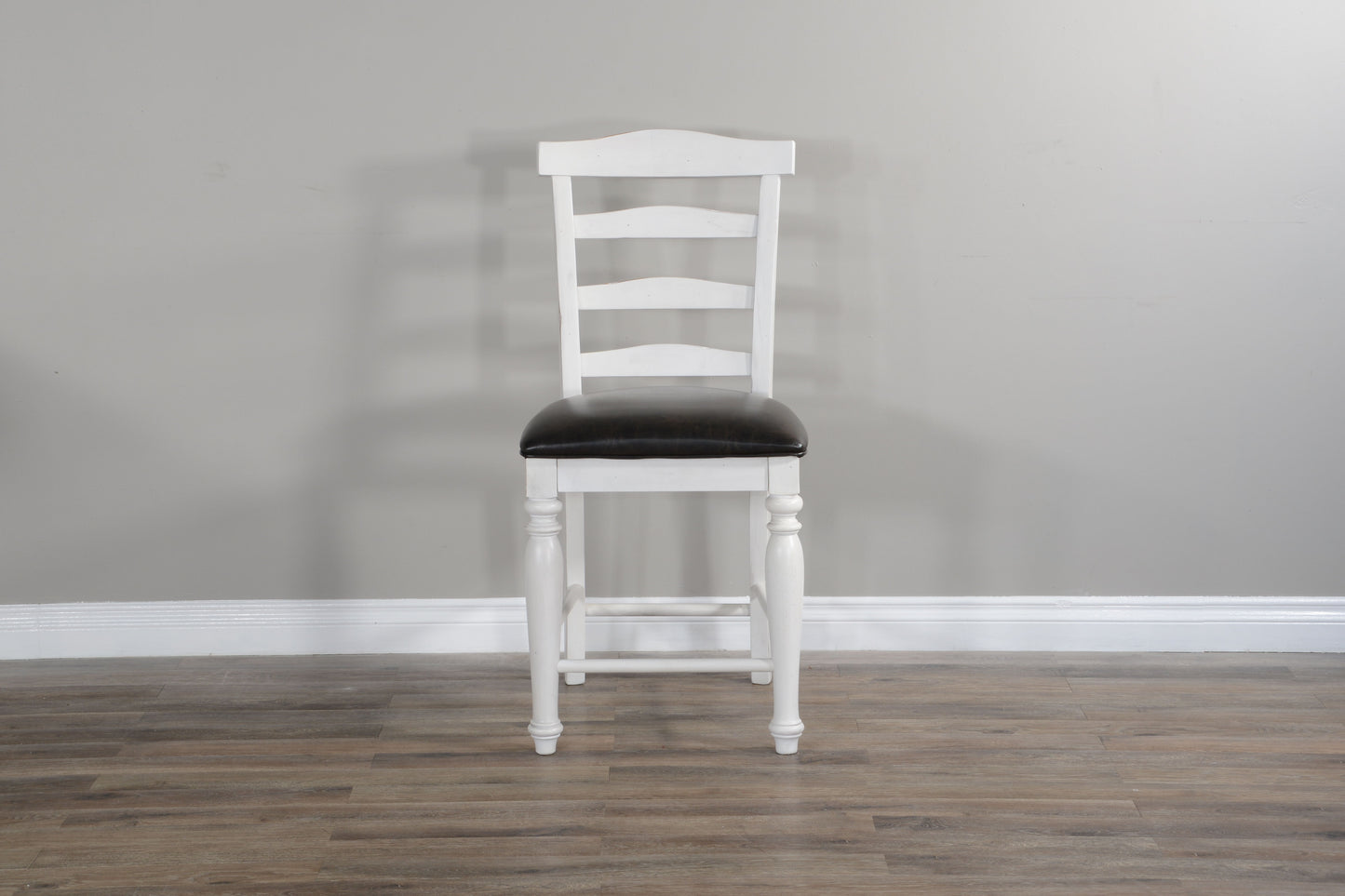 Carriage House - Ladderback Barstool With Cushion Seat - White / Black