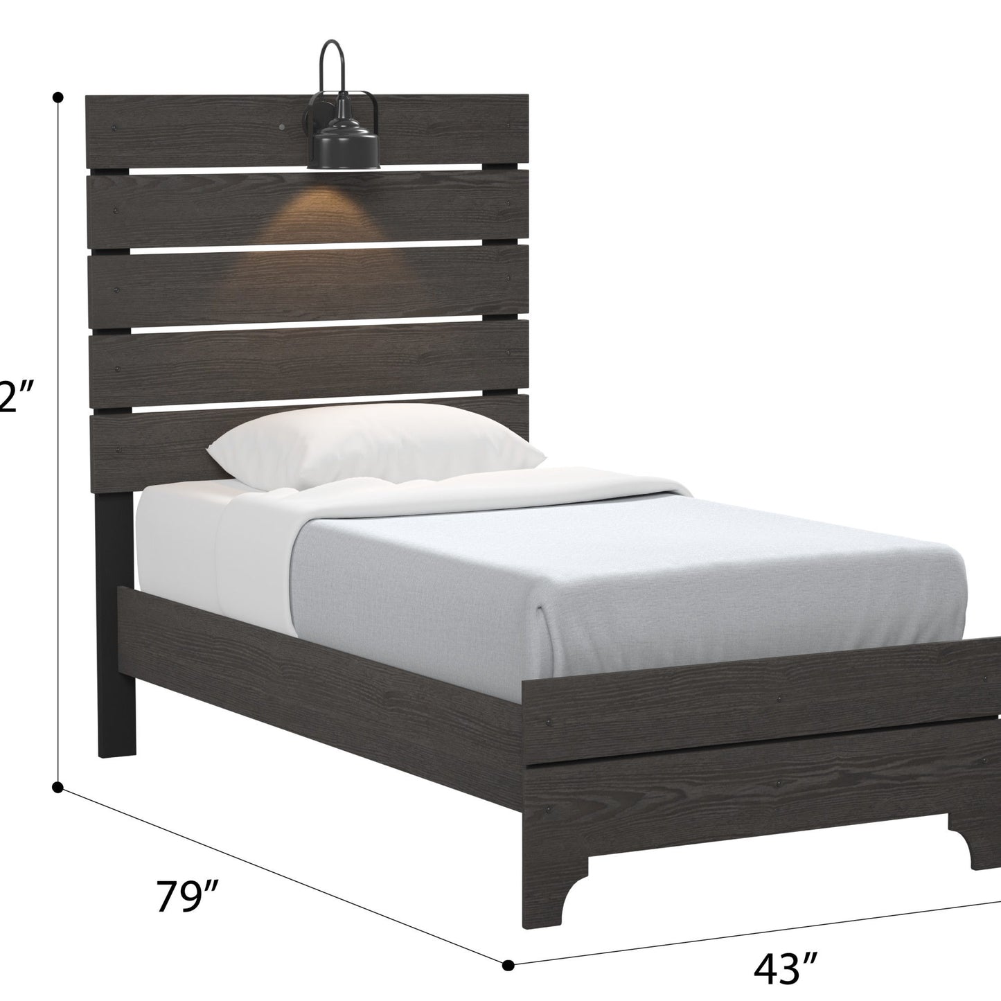 Thompson - Twin Bed With Light - Stone Brown