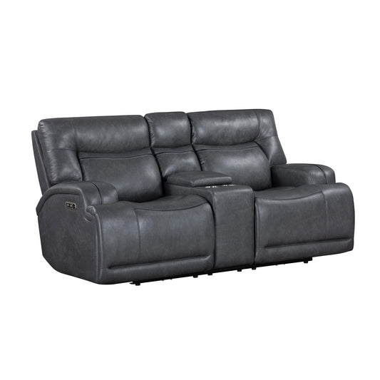 Titan - Console Loveseat With Power Headrest & Footrest - Gray