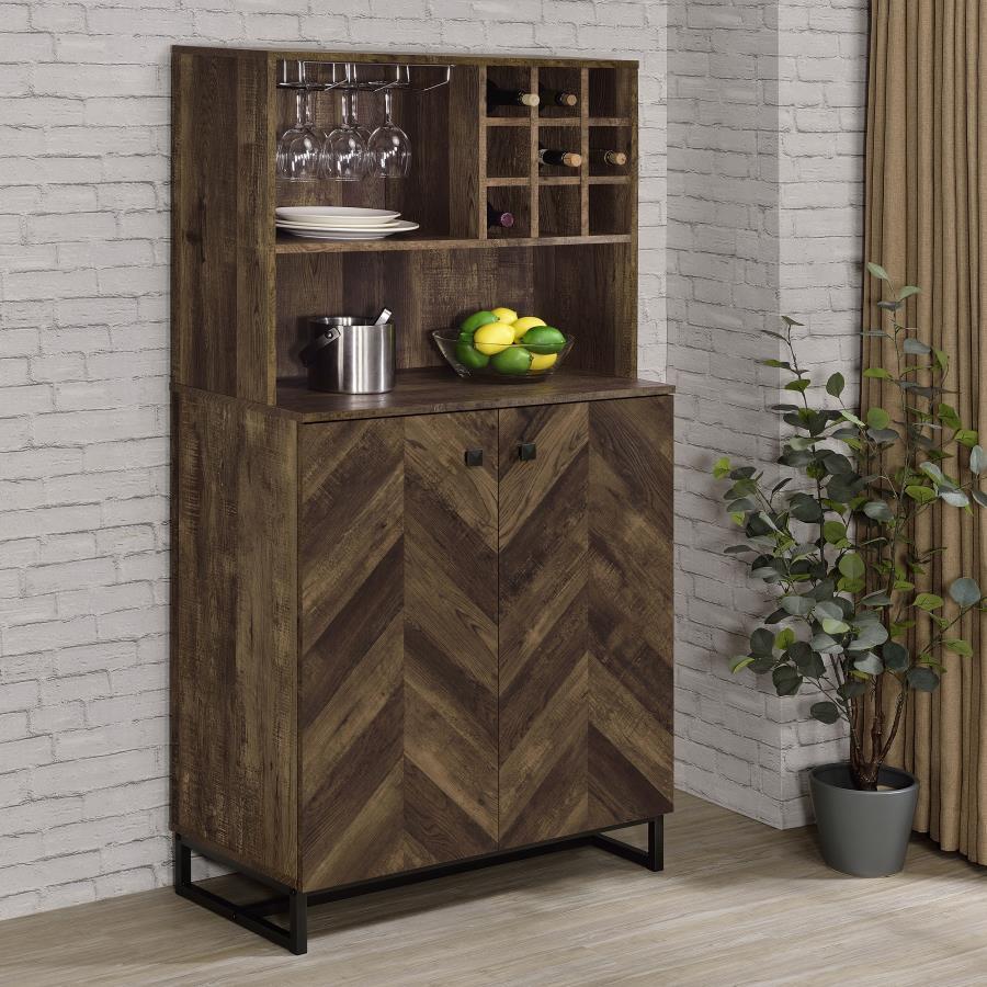 Mendoza - 2 Door Home Bar Cabinet Wine Storage - Rustic Oak