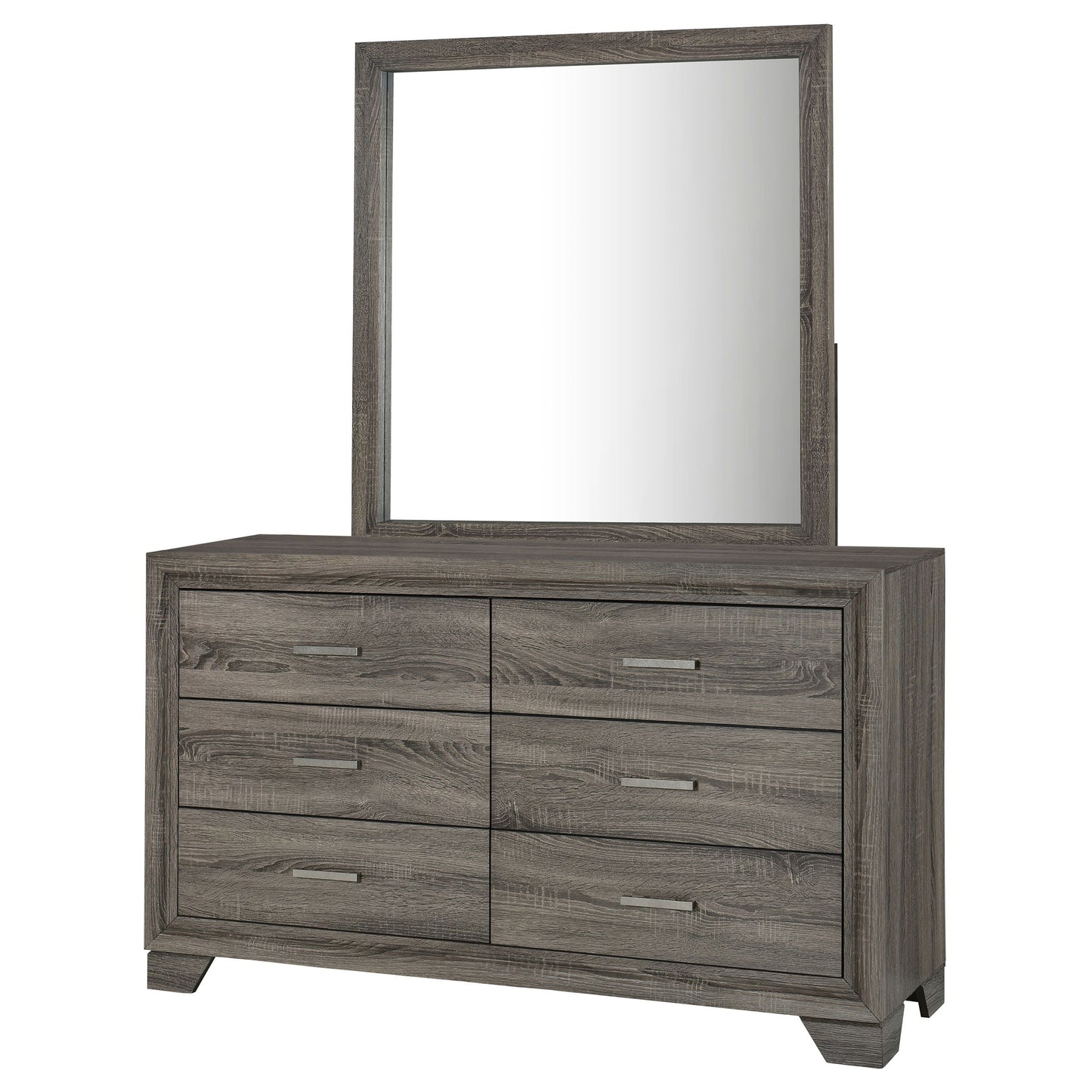 Wright - 6-Drawer Dresser And Mirror - Brown Oak