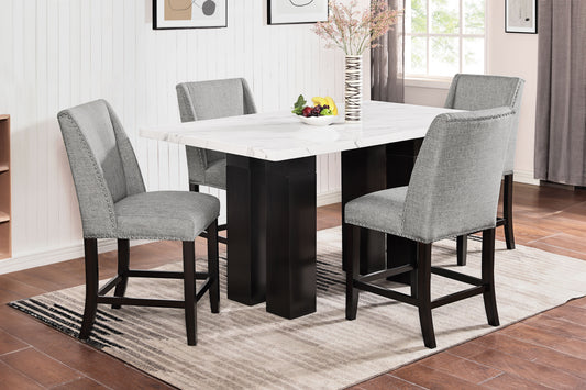 Faust - Adjustable Table With 4 Counter Chair - Gray