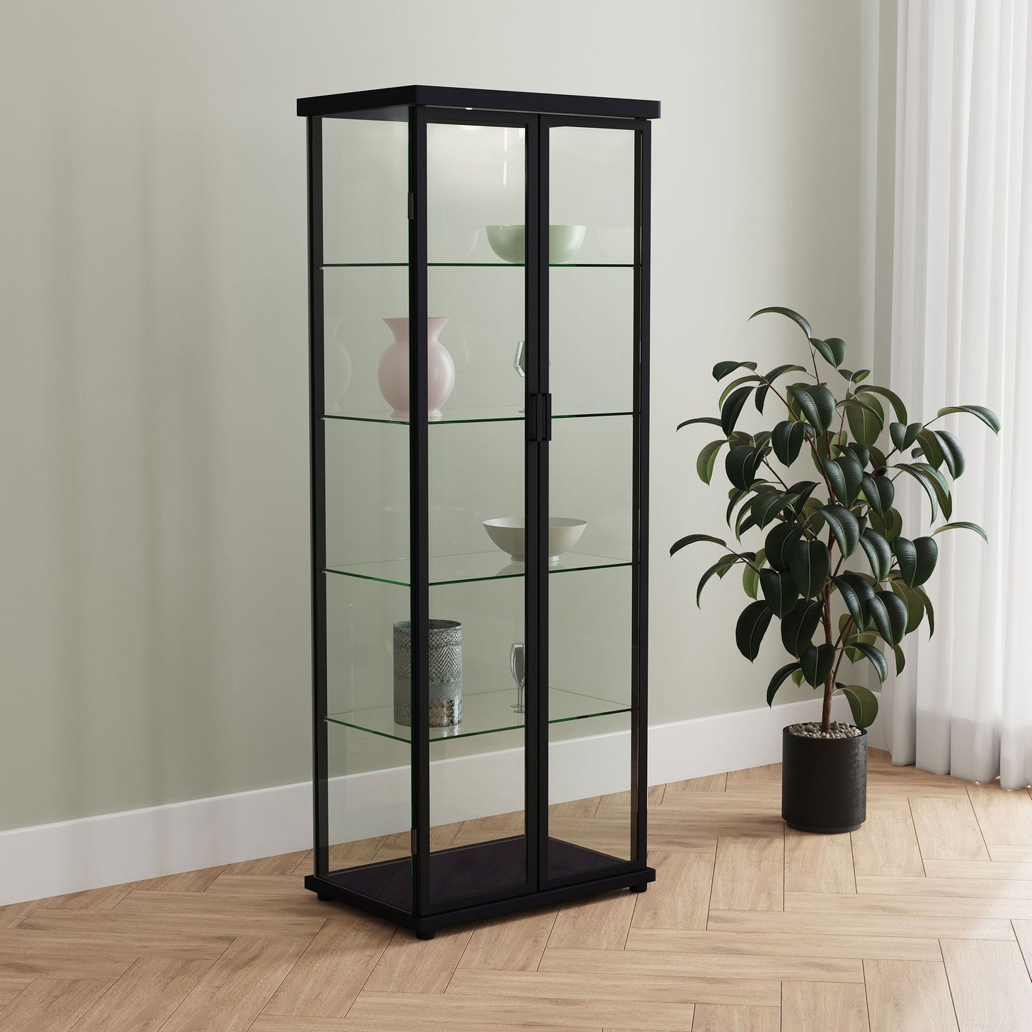 Aero - 5-Shelf Display Curio Cabinet With Led Lighting