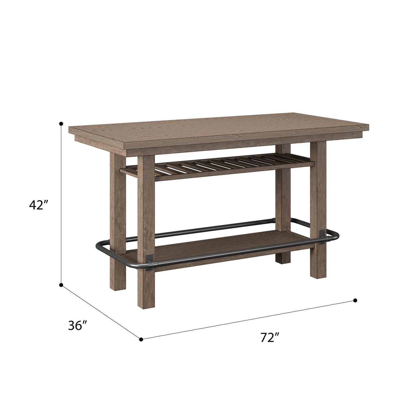 Benton - Bar Height Trestle Table - Brown / Dark