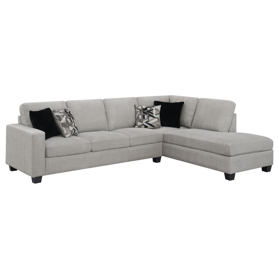 Whitson - Upholstered Track Arm Sectional Chaise Sofa - Stone