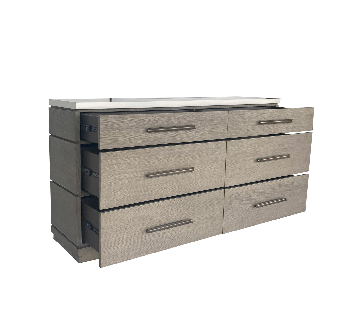 Pure Modern Bedroom - 6 Drawer Dresser And Mirror - Moonstone