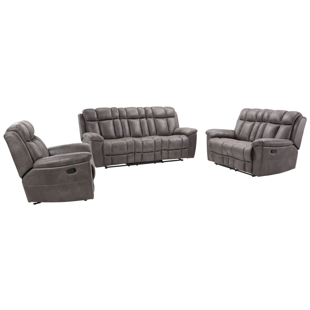 Goliath - Manual Reclining Sofa Loveseat And Recliner - Arizona Grey