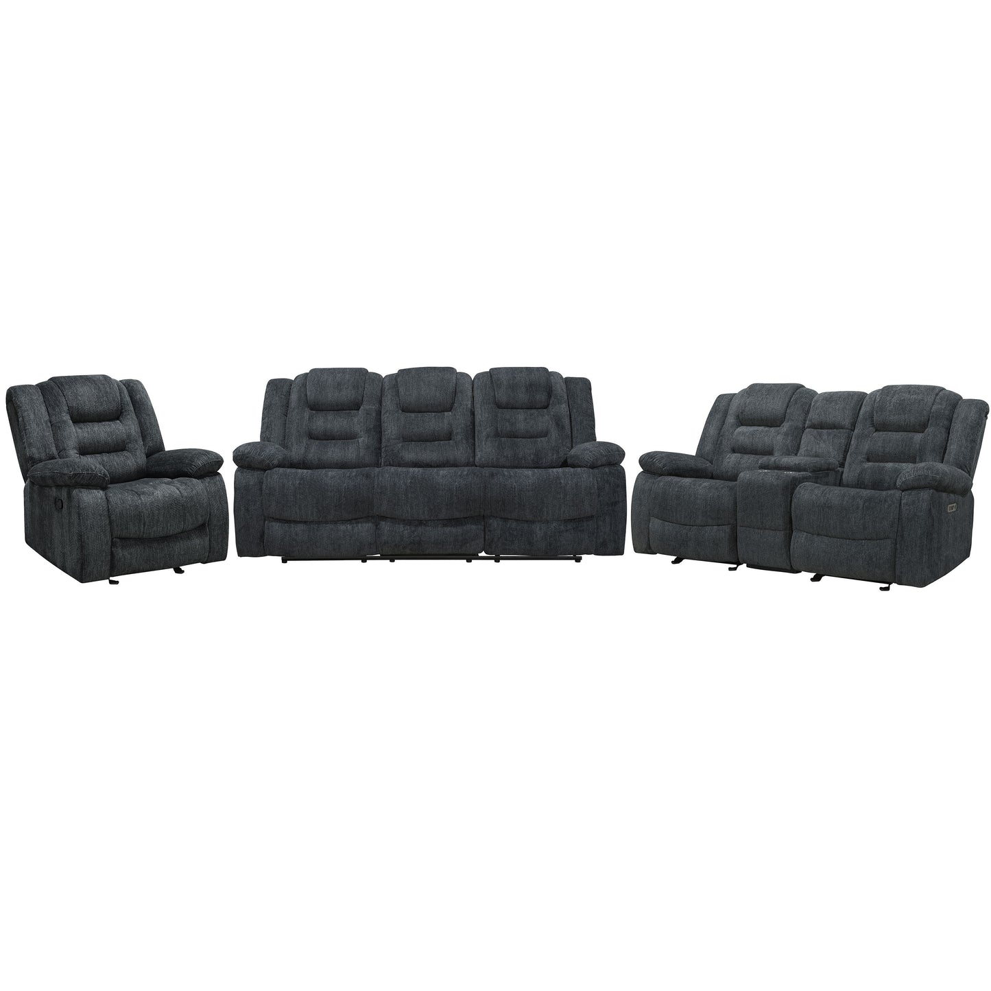 Bolton - 6 Piece Modular Reclining Sectional And Entertainment Console - Misty Storm