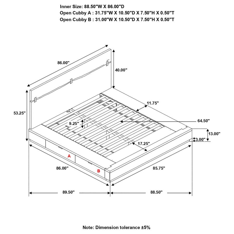 EASTERN KING STORAGE BED