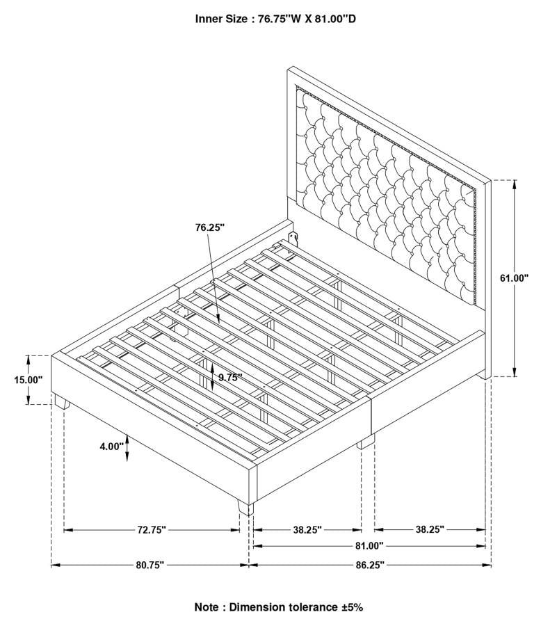 EASTERN KING BED W/ WING PANEL