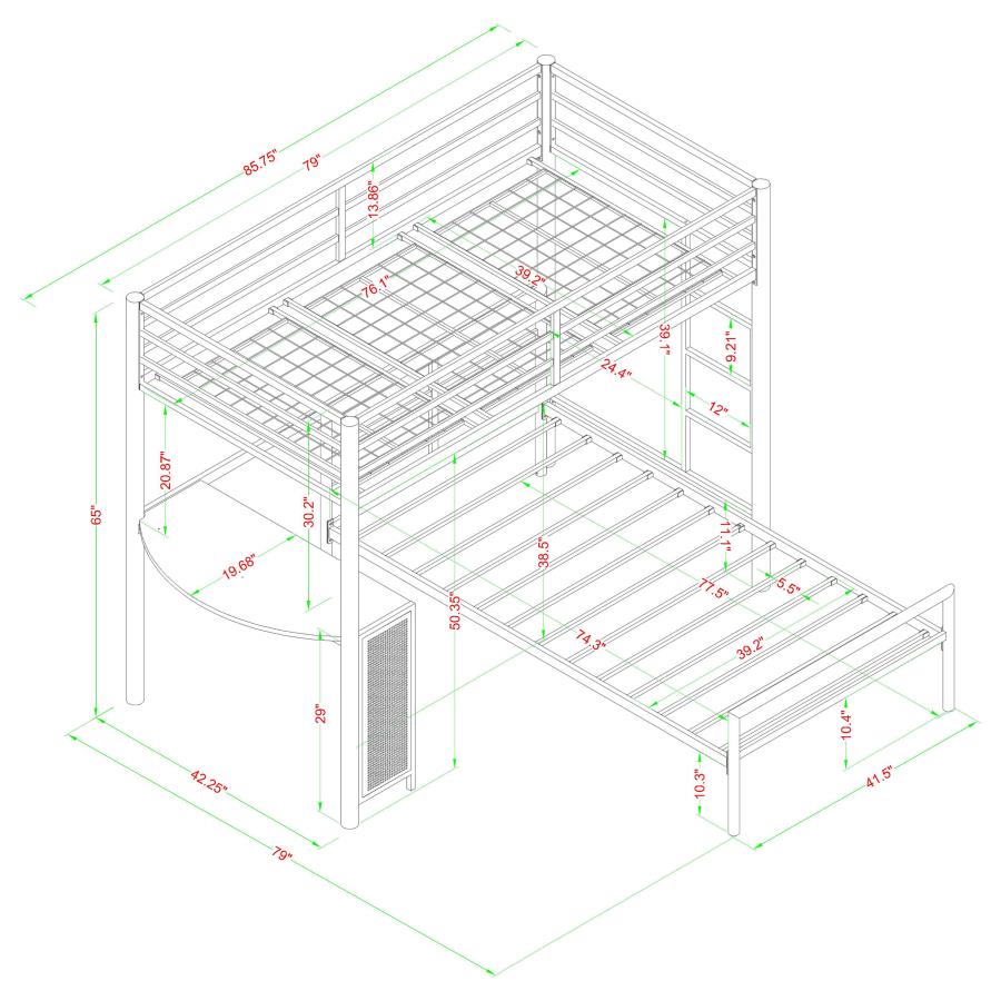 2 PC SET (LOFT BED + TWIN BED)